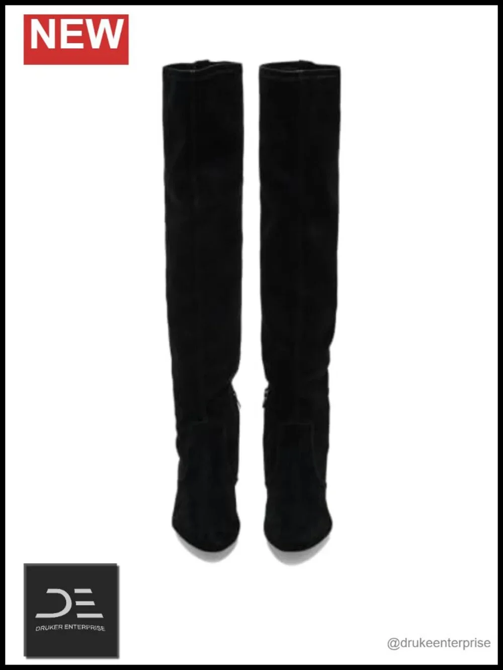 Sheep-Suede Over-the-Knee Tall Boots with Stacked Heel